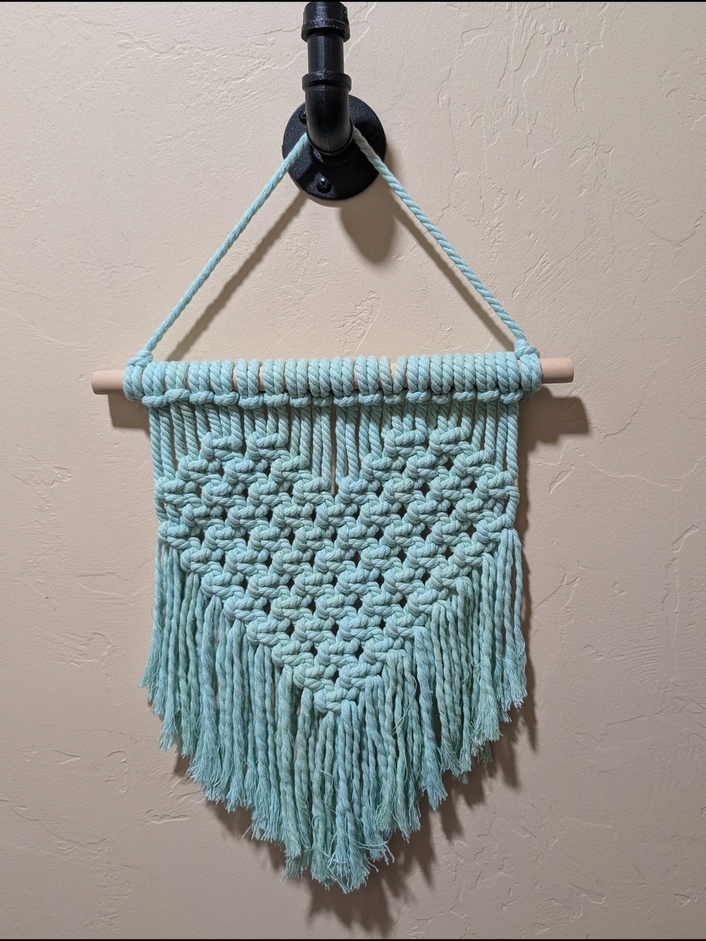 Handmade Macrame Heart Print Wall Decor Light Mint Green